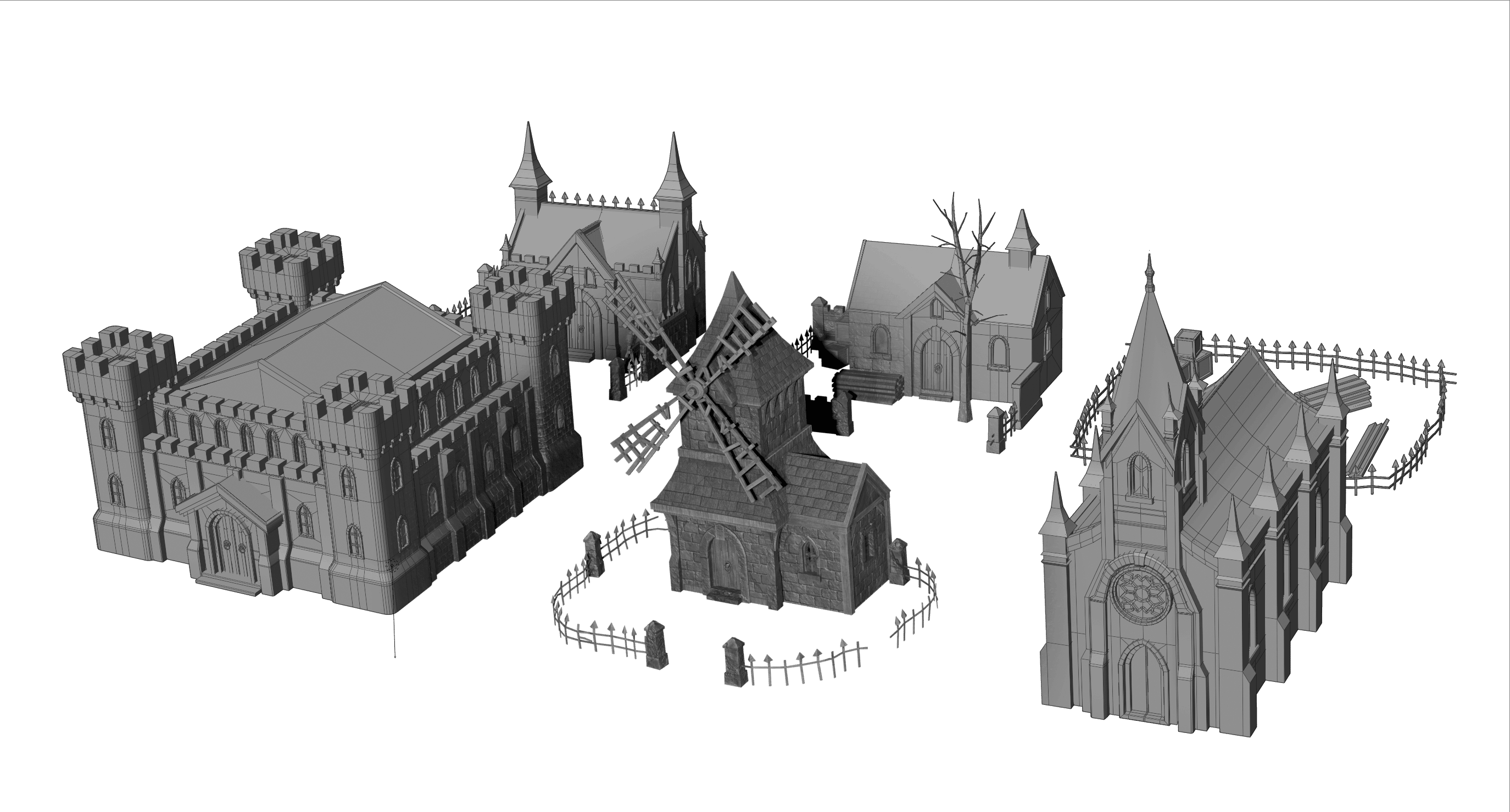 Stylized RTS Buildings